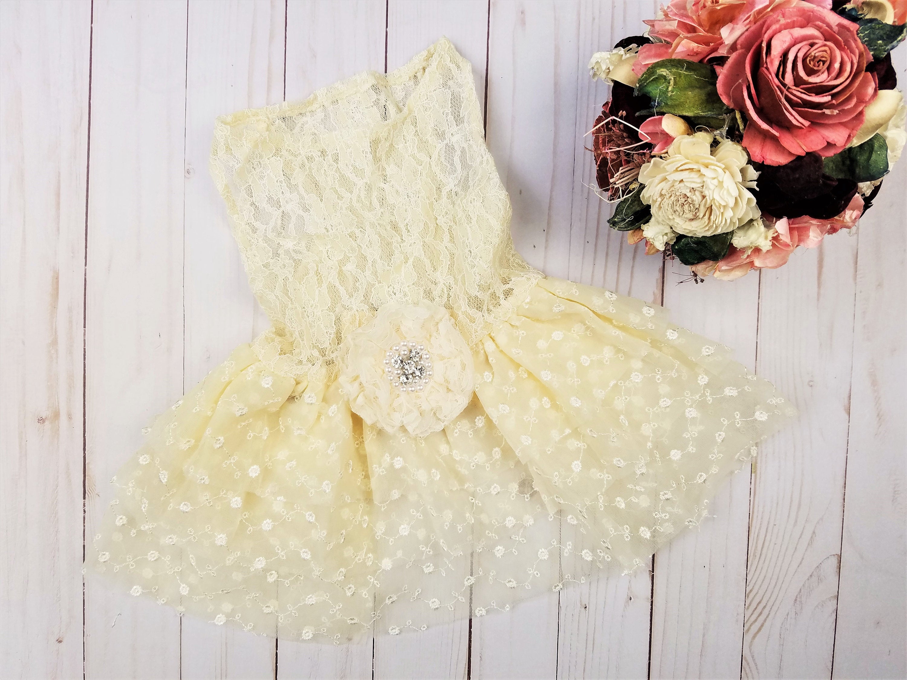 dog dress lace Luxury Princess Lace Dog Dress White / M