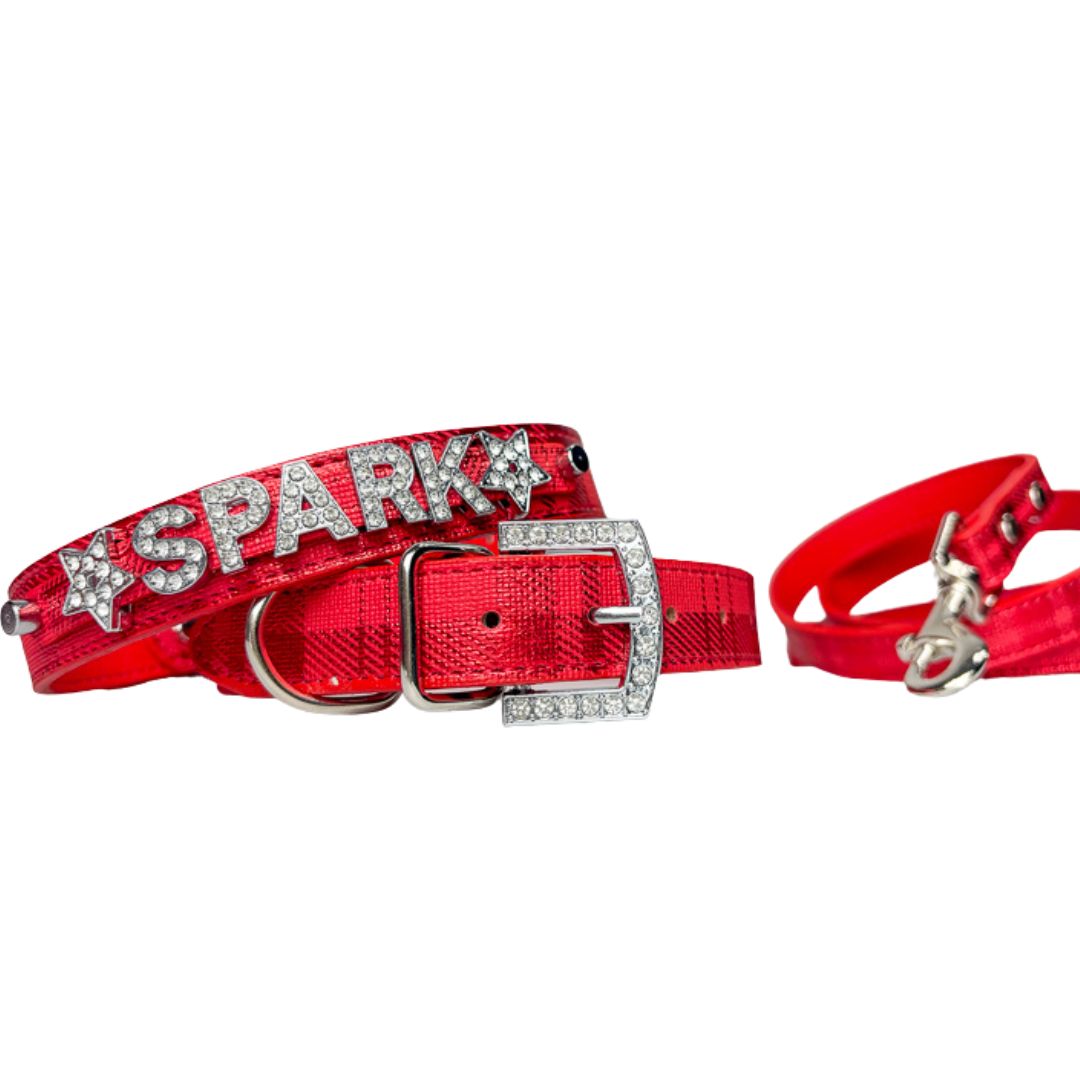 Metallic Plaid Personalized Pet Collars