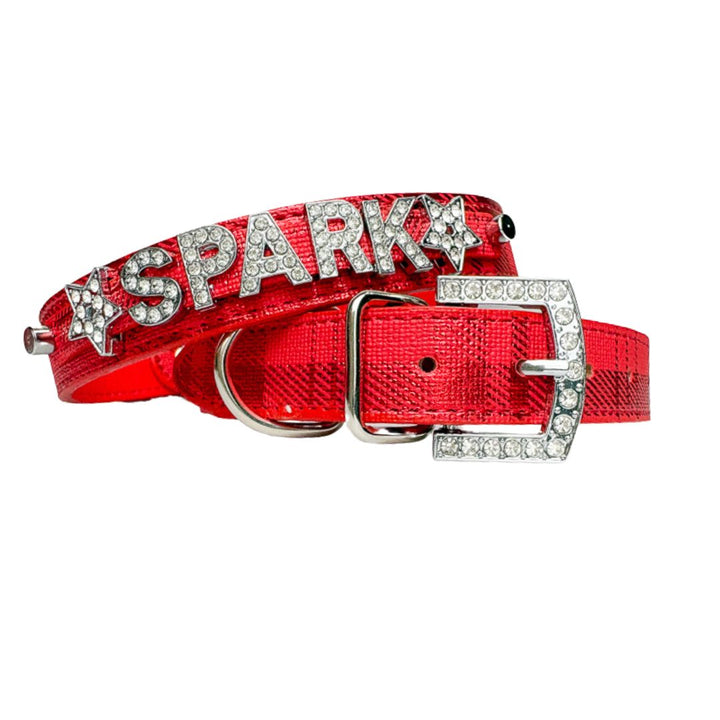 Metallic Plaid Personalized Pet Collars