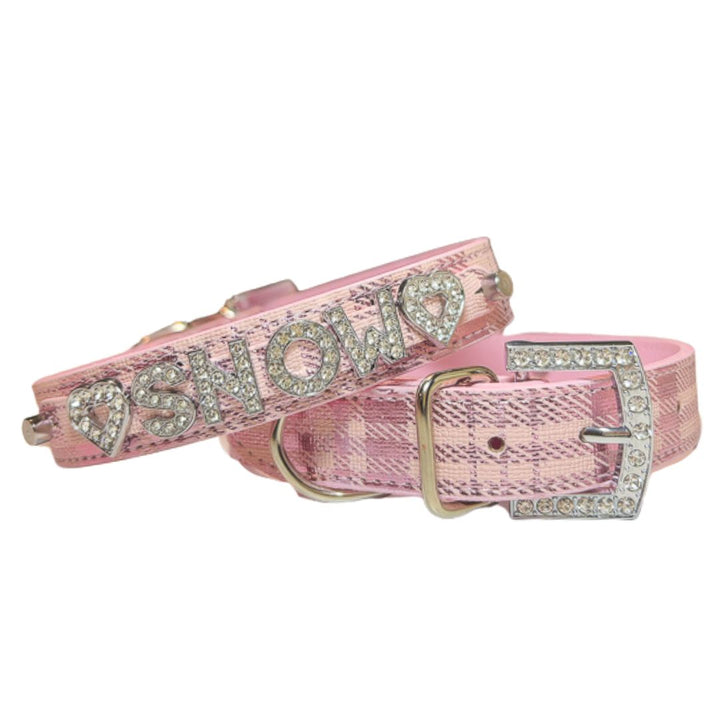 Metallic Plaid Personalized Pet Collars