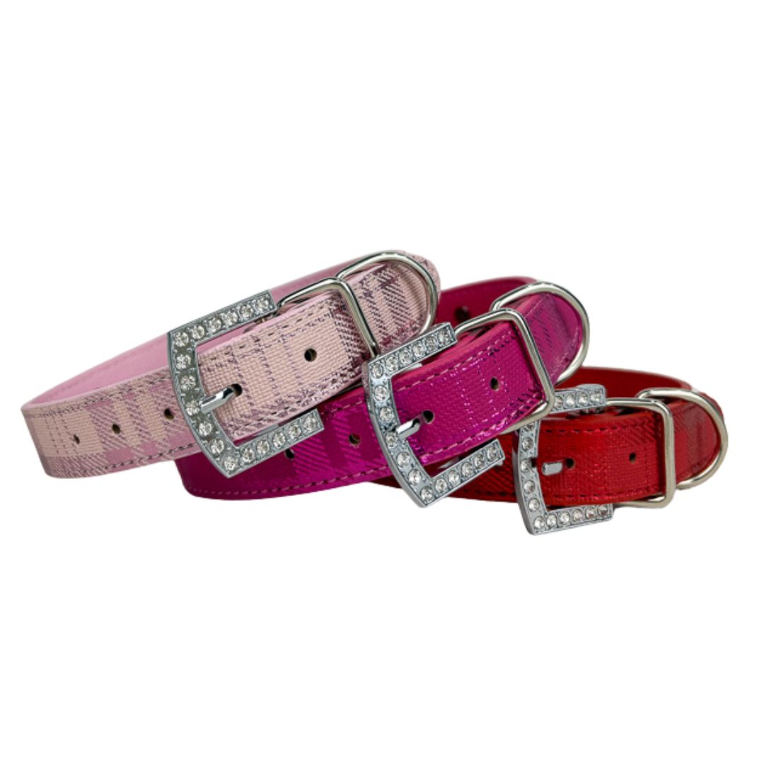 Metallic Plaid Personalized Pet Collars