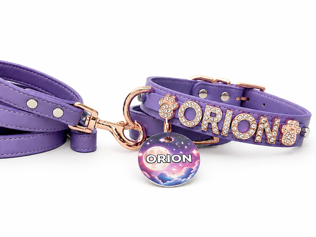 Matte Amethyst Rose Gold Personalized Pet Collar
