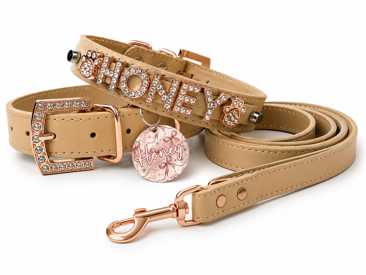 Personalized Collar | Sand and Rose Gold