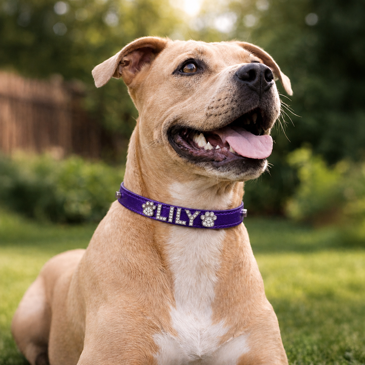 Dark Purple Sparkle Personalized Pet Collar