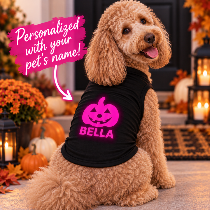 Pink Glow-in-the-Dark Jack-O’-Lantern Pet Tee