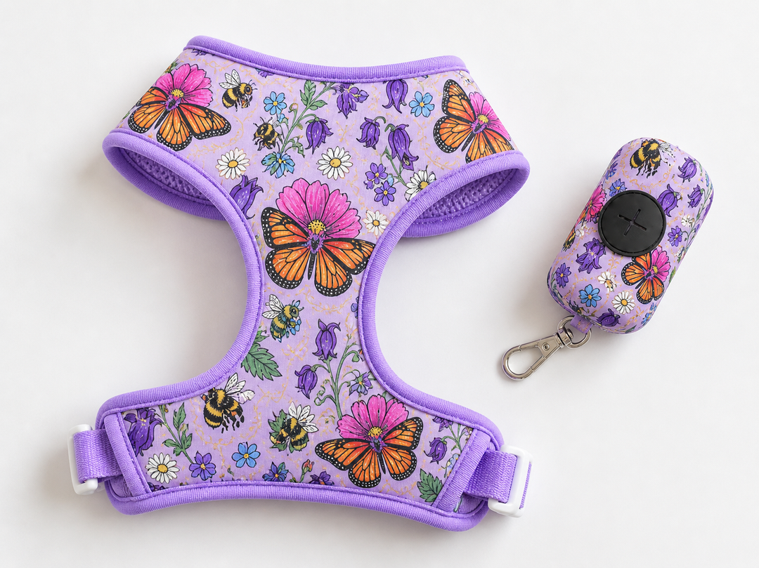 Butterfly Bloom Dog Harness | Garden Print Adjustable Pet Harness