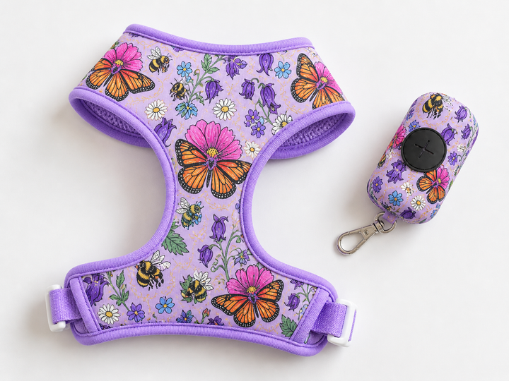 Butterfly Bloom Dog Harness | Garden Print Adjustable Pet Harness