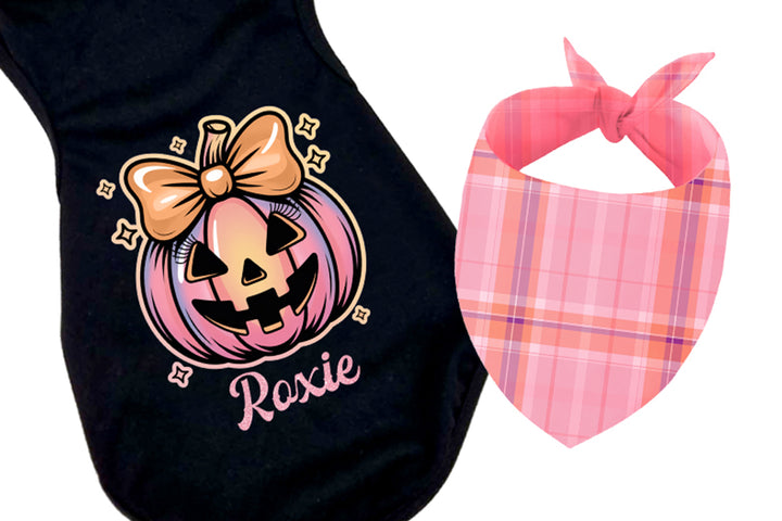 Halloween Dog Bandana Costume | Personalized Coquette Pastel Jack-o-lantern