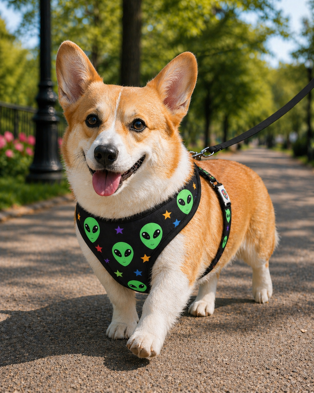Beam Me Up Pup Dog Harness | Alien Print Adjustable Pet Harness