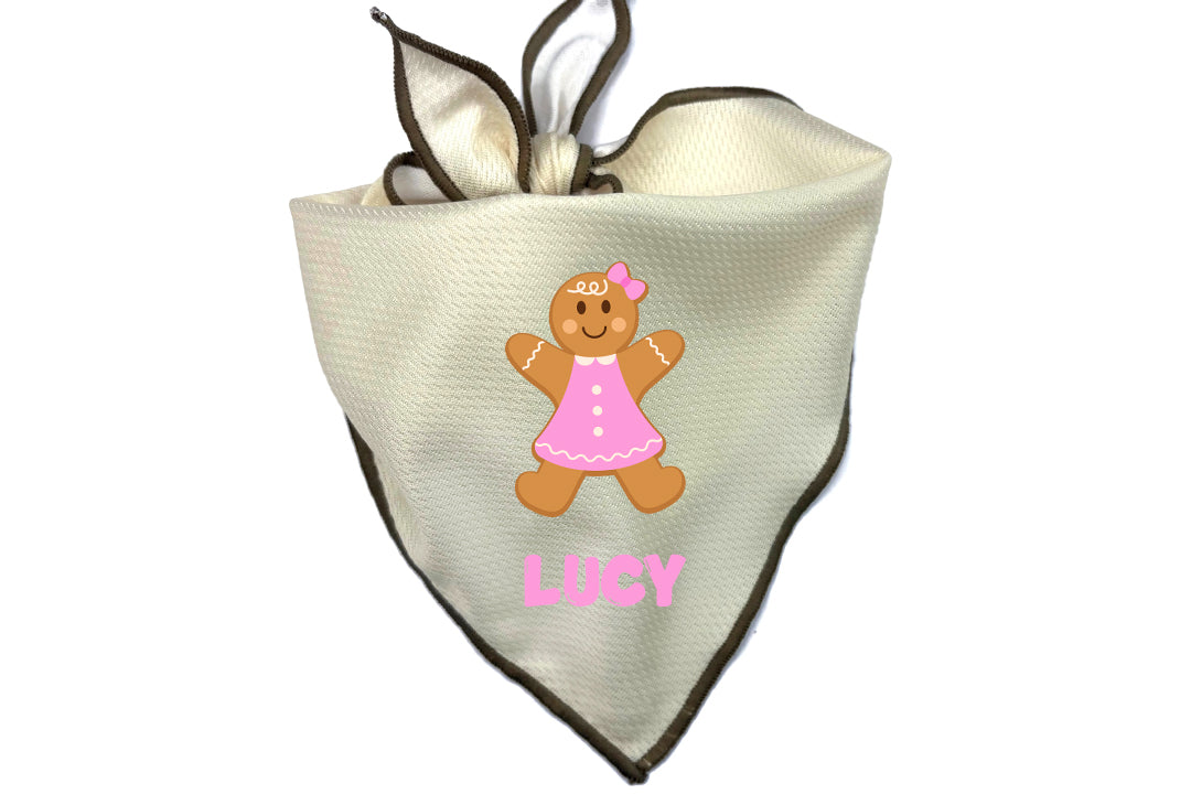 Holiday Dog Bandana | Personalized Gingerbread Girl