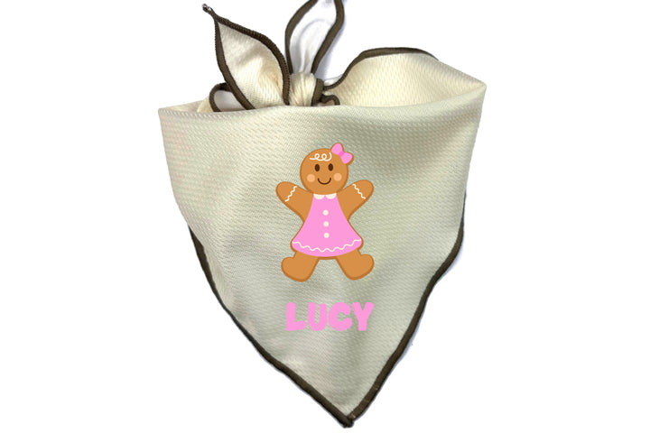 Holiday Dog Bandana | Personalized Gingerbread Girl