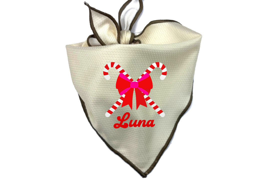 Holiday Dog Bandana | Personalized Coquette Candy Cane