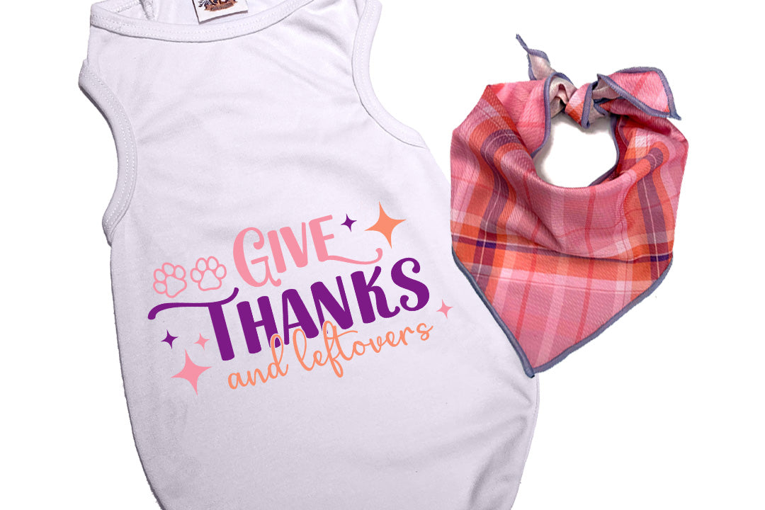 Thanksgiving Dog Tee & Bandana Combo | Give Thanks And Leftovers