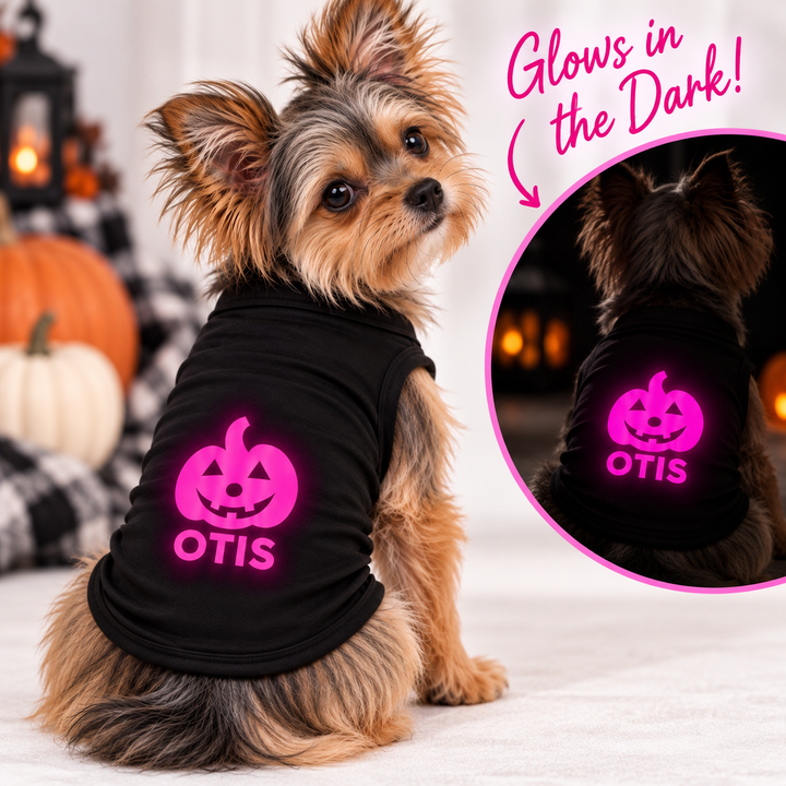 Pink Glow-in-the-Dark Jack-O’-Lantern Pet Tee