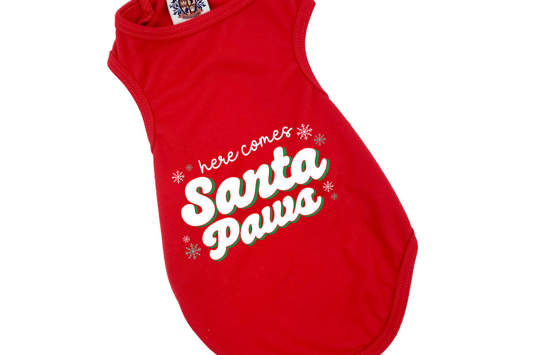 Christmas Dog Tee & Bandana Combo | Here Comes Santa Paws