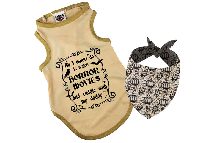 Halloween Dog Bandana Costume | All I Wanna Do Is Cuddle & Watch Horror Movies