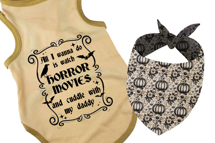 Halloween Dog Bandana Costume | All I Wanna Do Is Cuddle & Watch Horror Movies