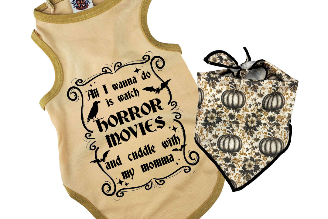 Halloween Dog Bandana Costume | All I Wanna Do Is Cuddle & Watch Horror Movies