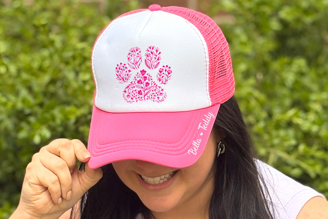 Personalized Floral Dog Mom Trucker Hat