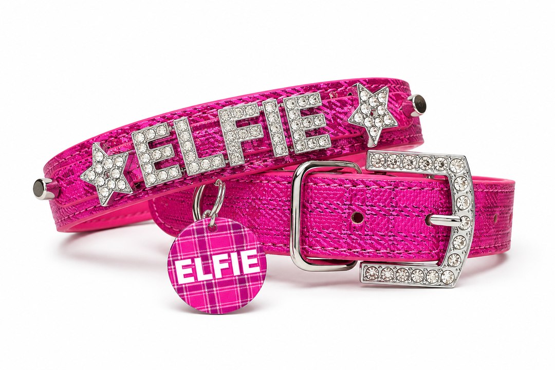 Metallic Plaid Personalized Pet Collars