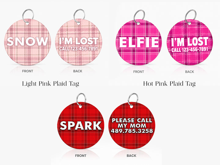 Metallic Plaid Personalized Pet Collars