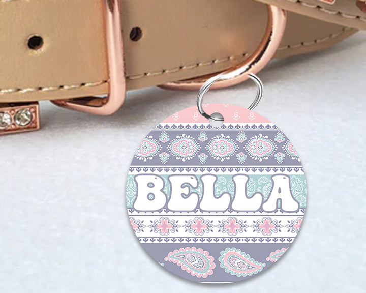 Pet ID Tag | Pastel Paisley