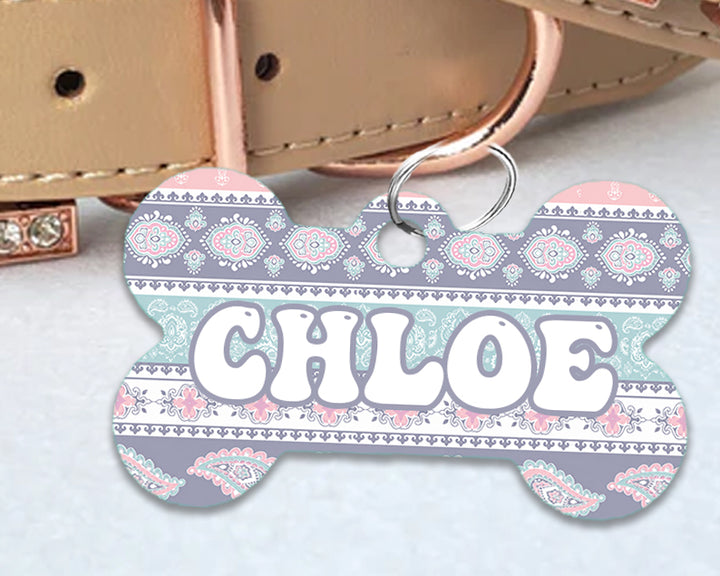 Pet ID Tag | Pastel Paisley