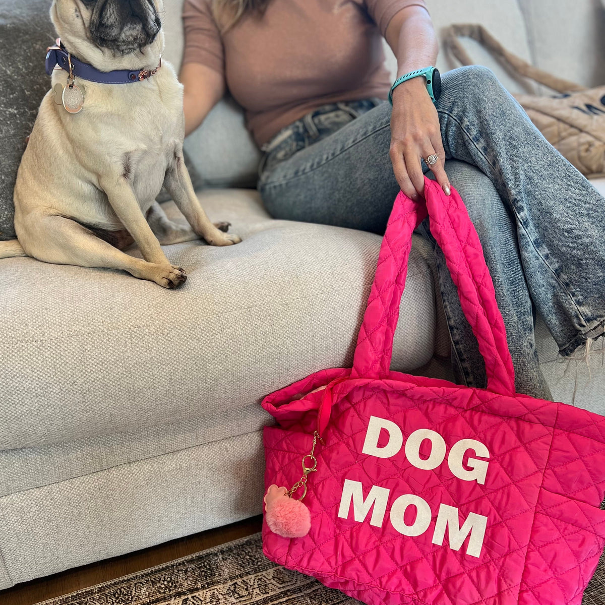 Glitter quilted dog mom tote house of furbaby