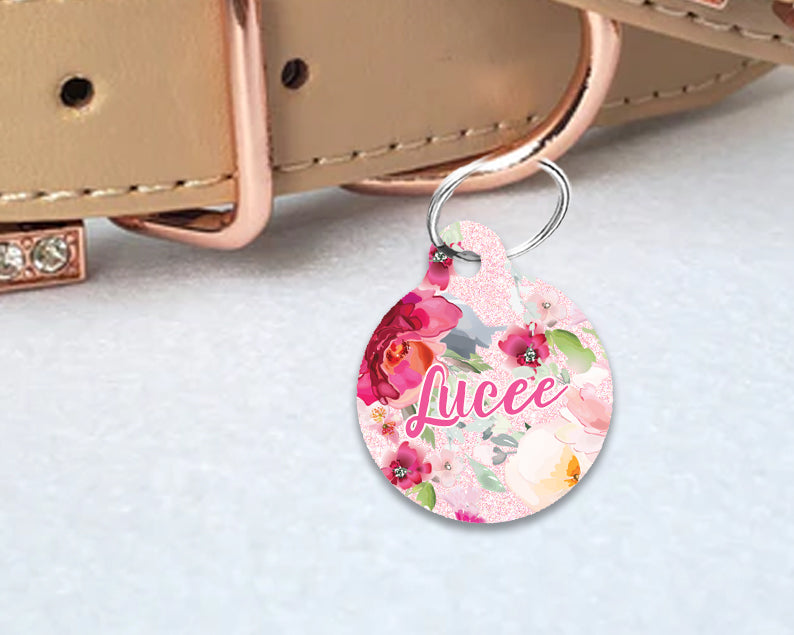 Pet ID Tag | Light Pink Floral