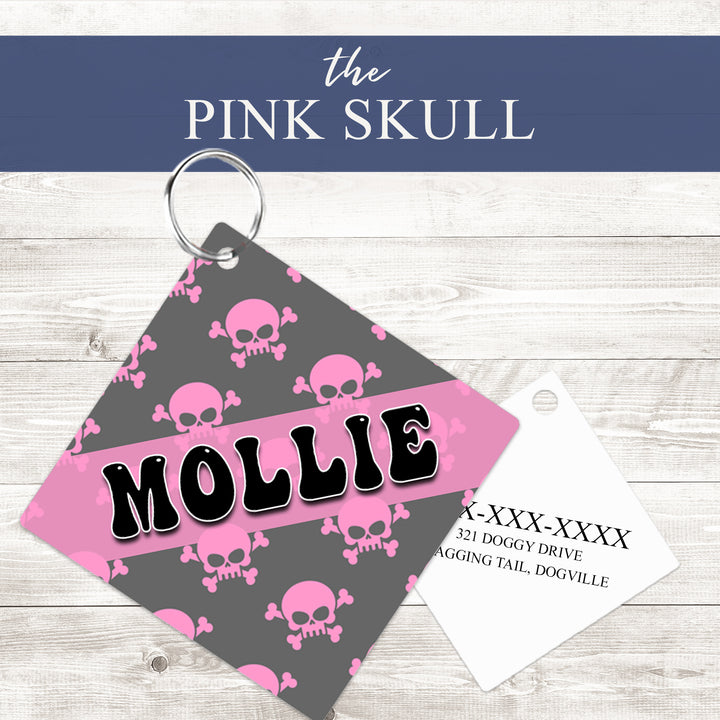 Pet ID Tag | Pink Skull