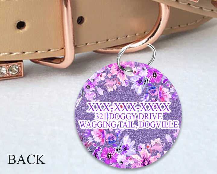 Pet ID Tag | Purple Floral