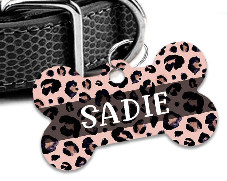 Pet ID Tag | Sassy Blush Pink Leopard