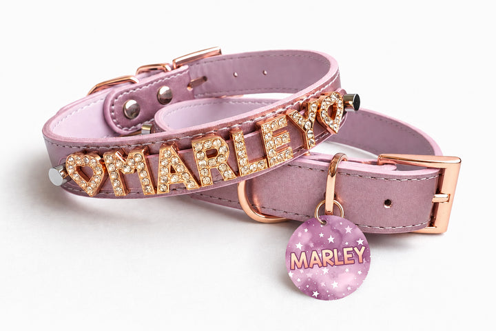 Spacedust Mauve Personalized Pet Collar