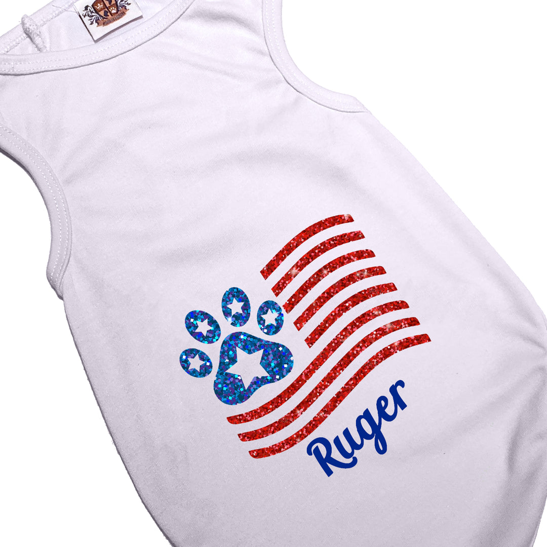 Dog Shirt | Sparkle Paw Flag