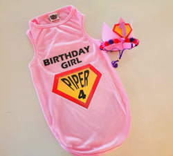 Superhero Birthday Girl Personalized Dog Outfit