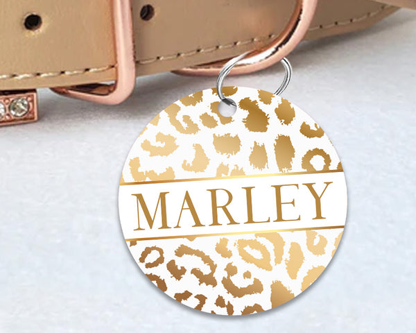 Pet ID Tag | Shiny Gold Leopard