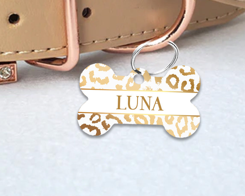 Pet ID Tag | Shiny Gold Leopard
