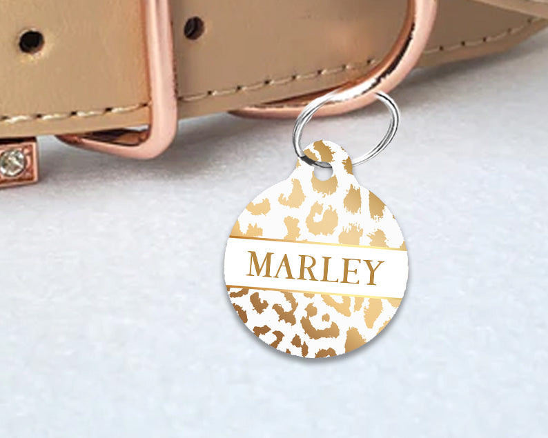 Pet ID Tag | Shiny Gold Leopard