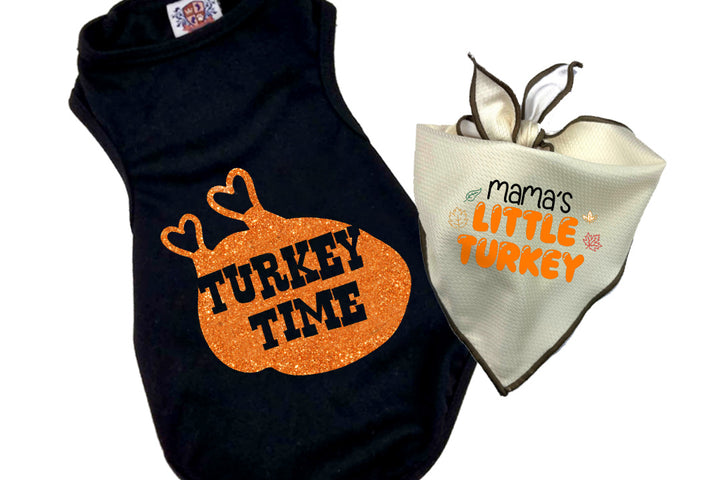 Thanksgiving Dog Tee & Bandana Combo | Turkey Time