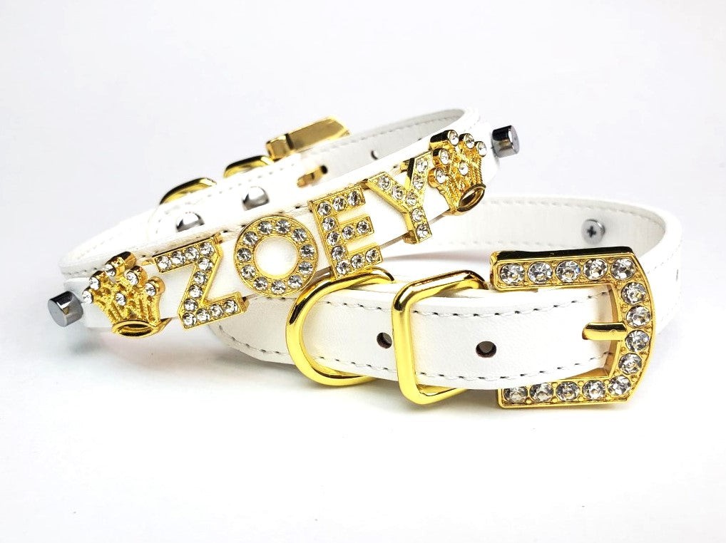 Personalized Collar | White and Gold