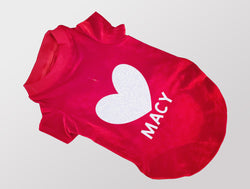 Personalized Red Velvet Glitter Heart Valentine Tee