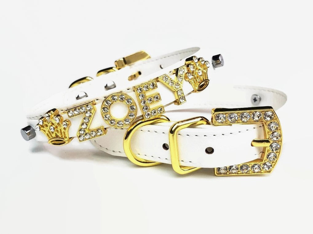 Personalized Collar | White and Gold