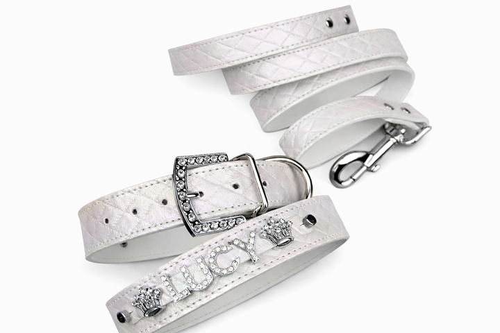 Quilted Iridescent white collar