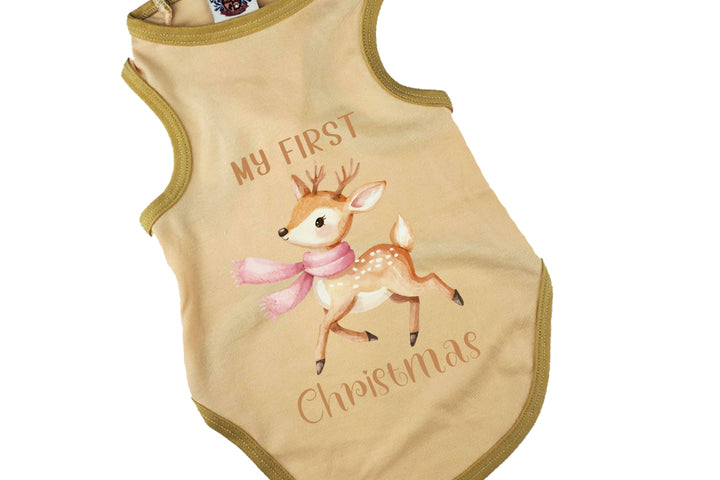 Christmas Dog Tee & Bandana Combo |  First Christmas Winter Deer