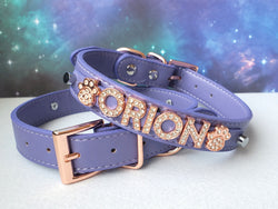Matte Amethyst Rose Gold Personalized Pet Collar