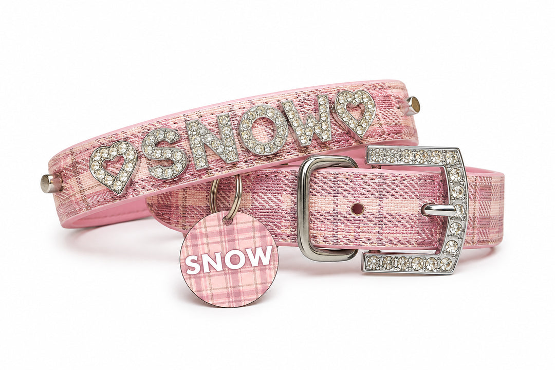 Metallic Plaid Personalized Pet Collars