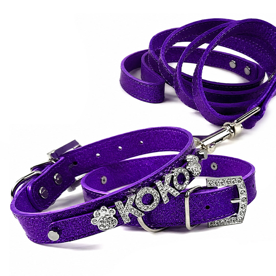 Dark Purple Sparkle Personalized Pet Collar