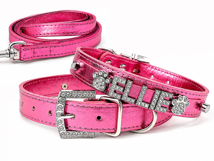 Personalized Collar | Metallic Rose with silver