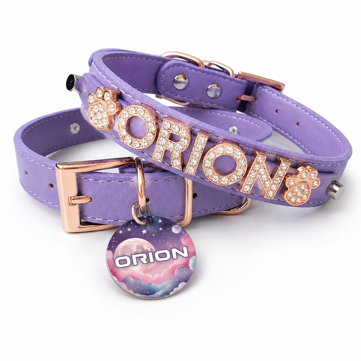 Matte Amethyst Rose Gold Personalized Pet Collar