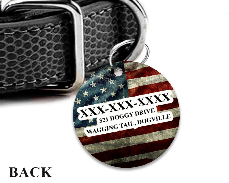 Pet ID Tag | Distressed Flag